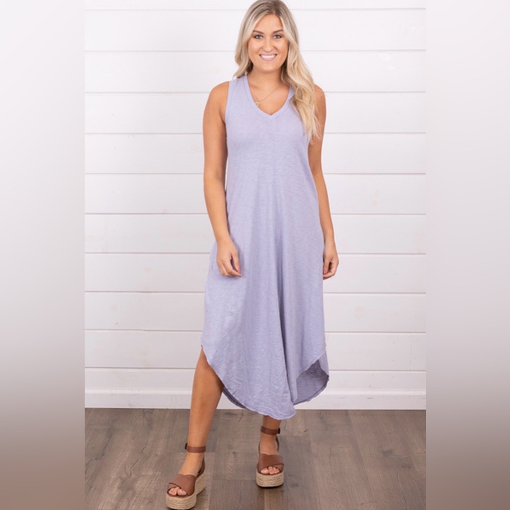 Z Supply Asymmetrical Sleeveless Dress in Light Blue